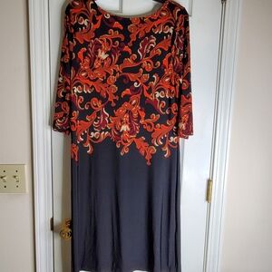 Madison Style Dress Black With Burnt Orange Color Design